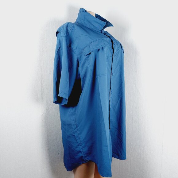 Columbia Women's Blue Omni-Shield Short Sleeve Button-Up Shirt Size 2XL - Picture 3 of 10